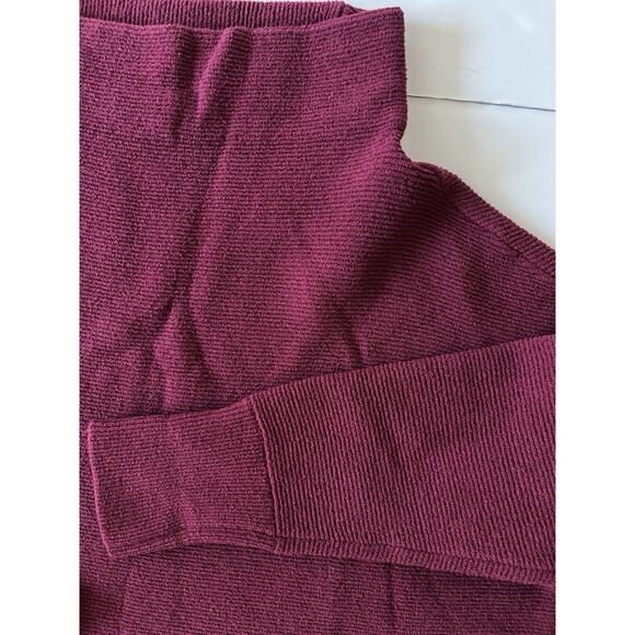 Free People Ottoman Slouchy Tunic Sweater Women XL Burgundy Red Ribbed Oversized - Picture 4 of 12